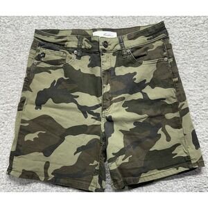 Kancan Women Chino Mini Shorts Size Large Camo‎ Pockets Stretch Comfort